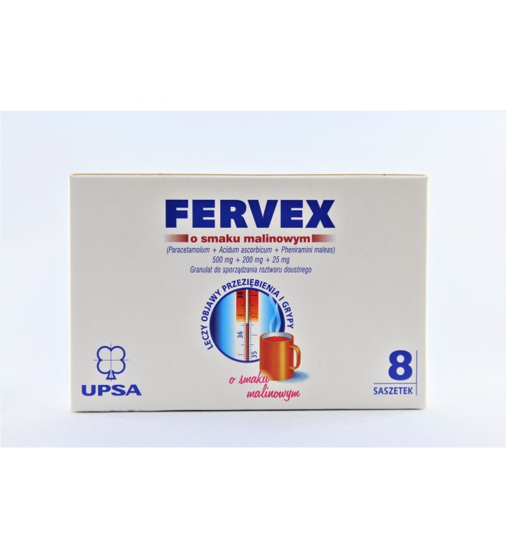 Fervex o smaku malinowym 8 saszetek