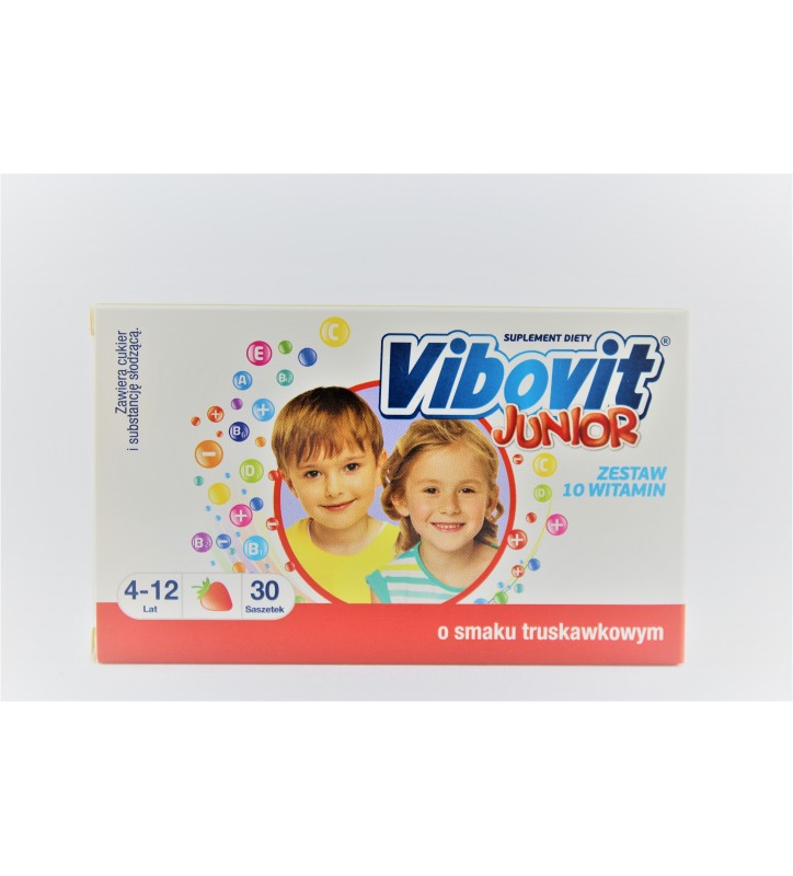Vibovit Junior, 2g, smak truskawkowy, proszek, 30 saszetek