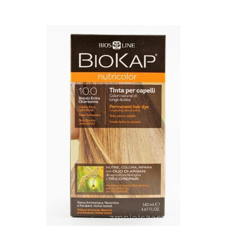 BIOKAP NUTRICOLOR 10.0 Złoty Bardzo Jasny Blond 140 ml