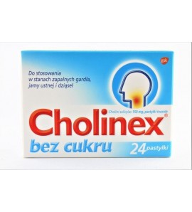 Cholinex pastylki do ssania bez cukru 24szt.