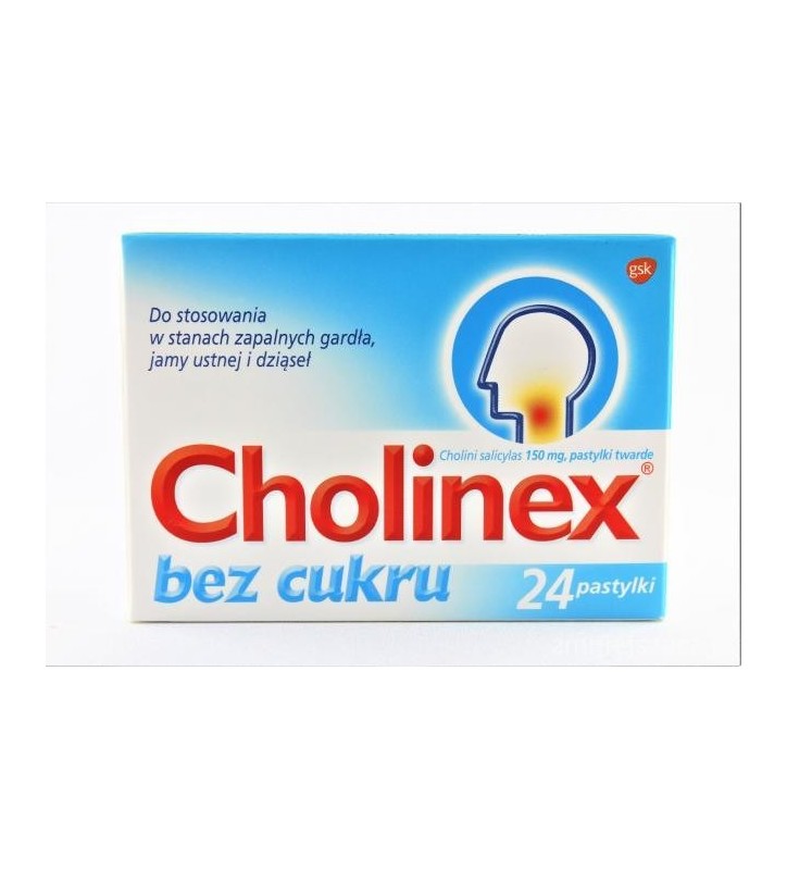 Cholinex pastylki do ssania bez cukru 24szt.