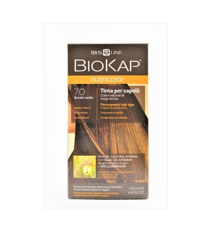 BIOKAP NUTRICOLOR 7.0 Średni Blond 140ml