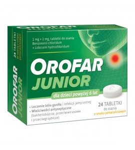 Orofar Junior tabletki do ssania 1mg+1mg 24 tabletki