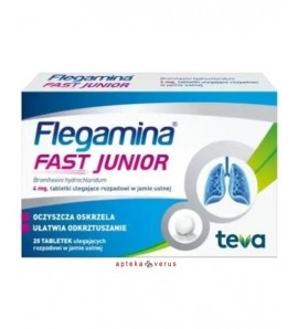 Flegamina Fast Junior tabletki ulegające rozpadowi w jamie ustnej 20 sztuk