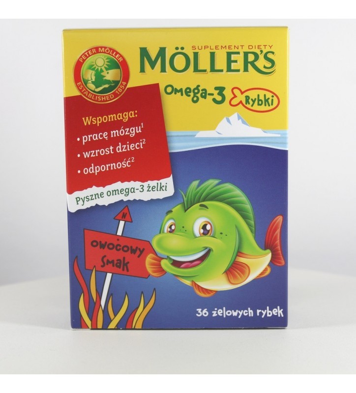 MOLLER'S Omega-3 Rybki żelki, 36szt.