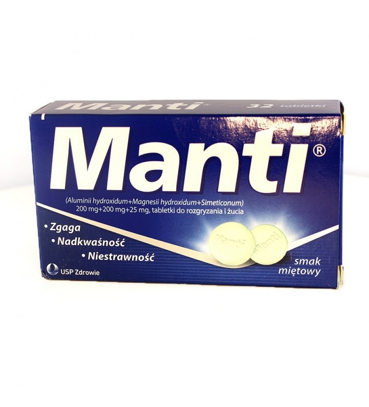Manti, tabletki do rozgryzania i żucia , miętowe, 32 szt.