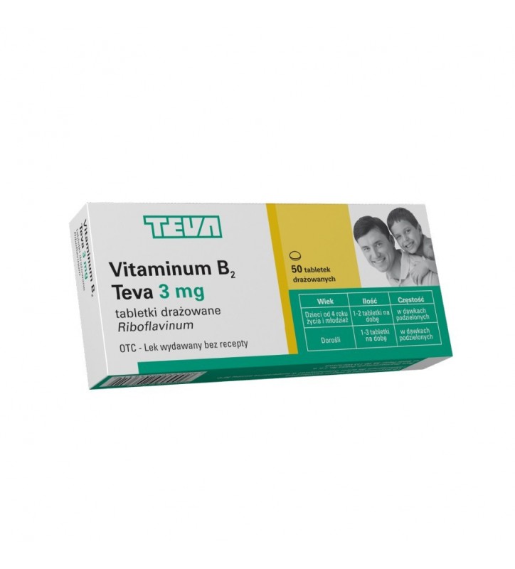 Vitaminum B 2 Pliva draż. 3 mg 50 draż.
